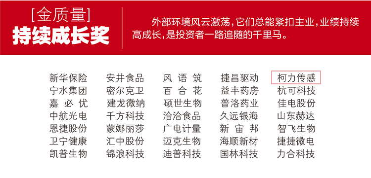 柯力傳感榮獲2021上市公司“金質(zhì)量”持續(xù)成長獎(jiǎng)